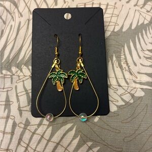 Hawaiian Gold and Green Palm Tree Earrings